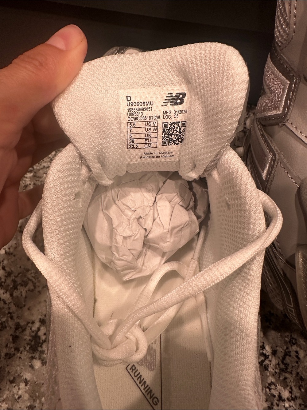 New Balance Women's Silver and White Chunky Trainer - Picture 3 of 5